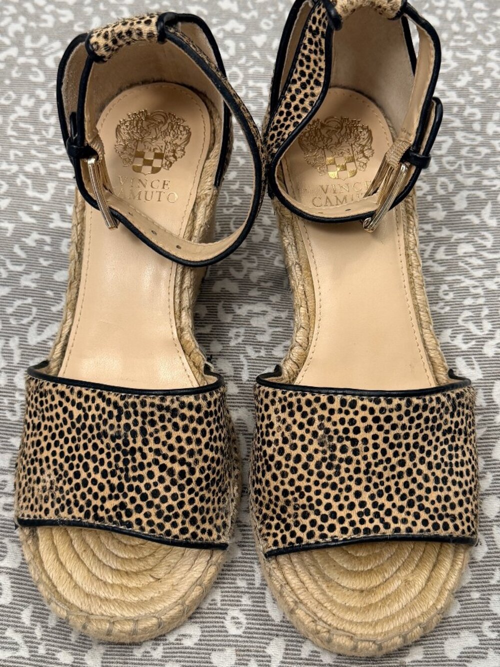 Vince Camuto VC-Leera Cow Hair Espadrille Wedges - Size 9 M